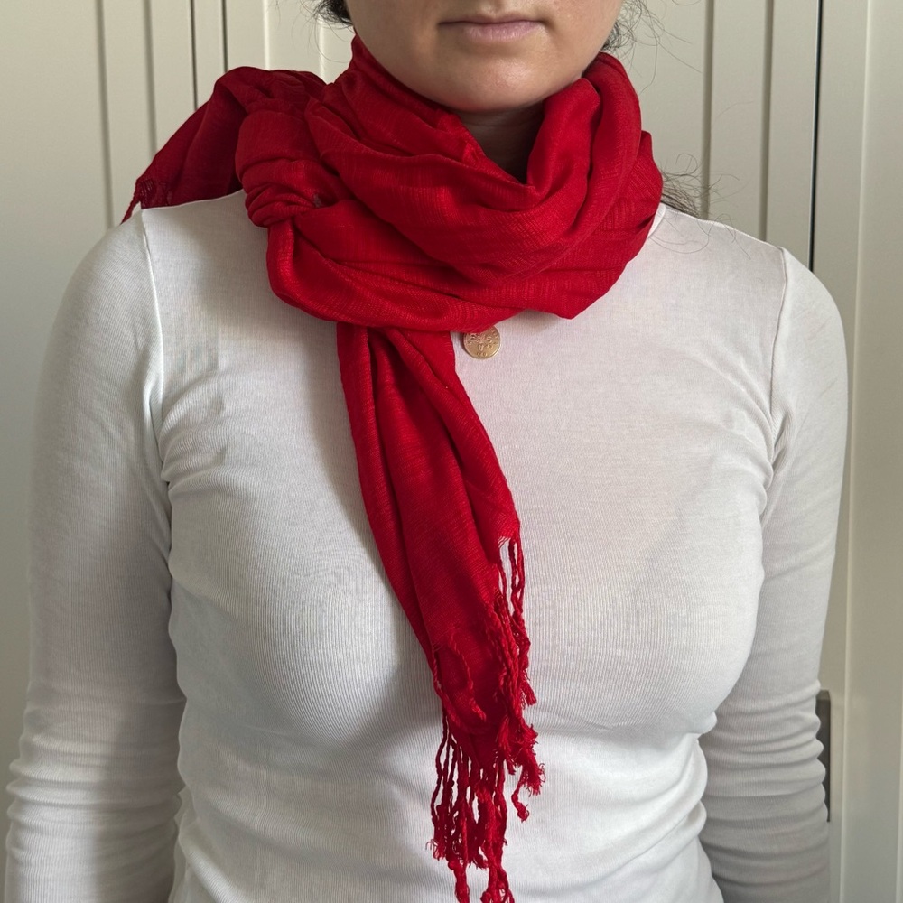 Red fringe Scarf for Women